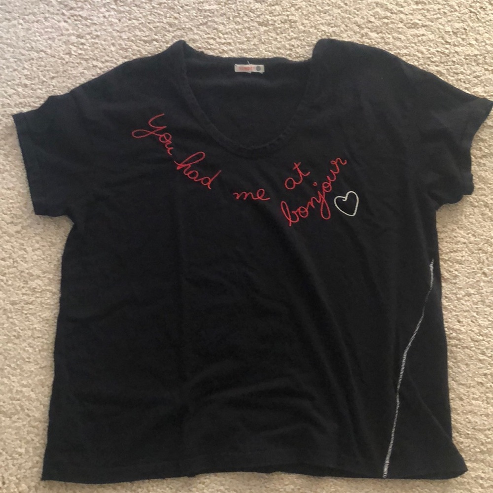 Sundry t shirt you had me at bonjour stitching